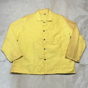 Magid Welding Jacket Yellow Mens XL Heavy Duty Twill Snap Front Industrial Work
